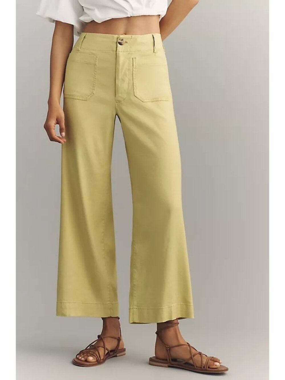 Anthropologie Maeve Green Pants 28 Cropped Wide Leg